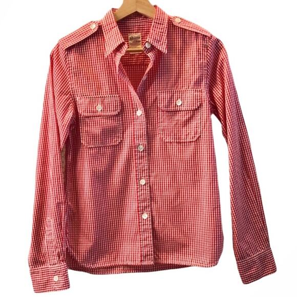Adriana Goldschmeid Red Gingham Button Down - Picture 1 of 4